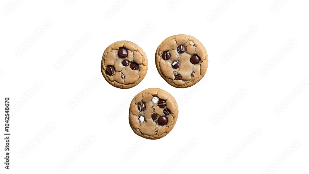 Obraz premium 3 brown cookies with chocolate chips