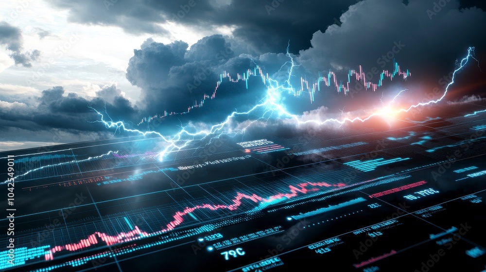 Obraz premium Panoramic Stock Market Data Visualization