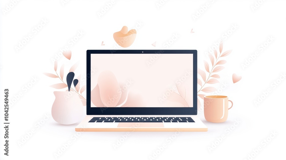 Sleek Laptop Illustration with Minimalist Design Sleek Laptop Illustration with Minimalist Design