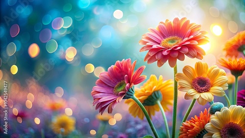 A Symphony of Colors in a Field of Blooms, Captivating with a Soft Focus Glow