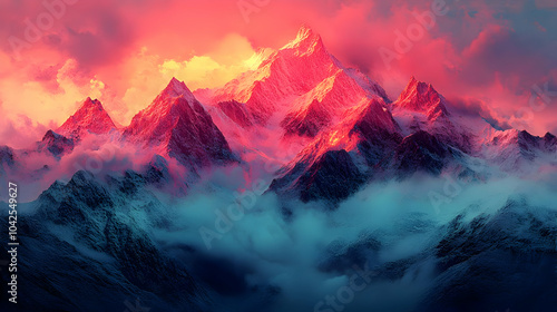 Majestic mountains illumina...