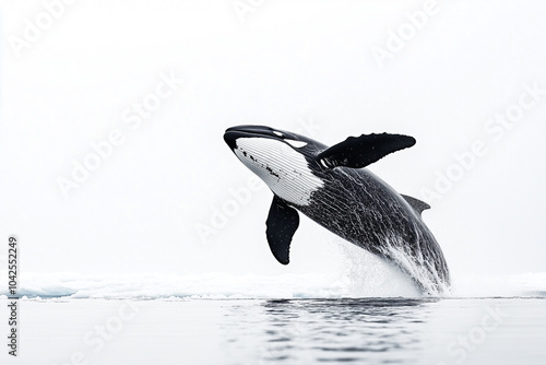 Majestic Whale Jumping Out of Tranquil Waters photo