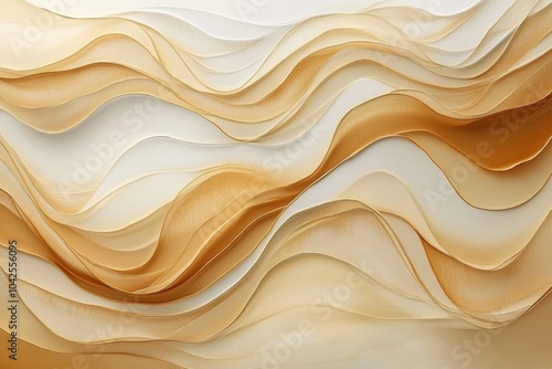 Abstract background with flowing, wavy lines in shades of tan and white.