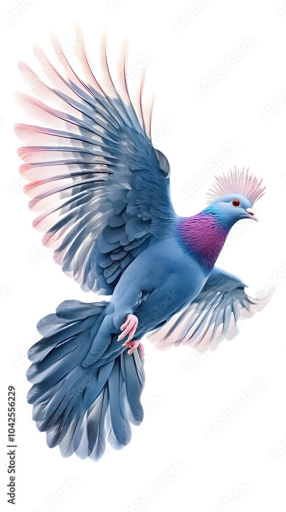 Fototapeta premium Victoria Crowned Pigeon Bird on Transparent PNG Background, Photo Realistic, Pattern Background, Wallpaper, Cover and Screen of Smartphone, PC, Laptop, Transparent PNG