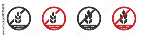 Gluten free vector icon. No gluten food allergy product dietary label. No gluten added icon. Gluten free icon 