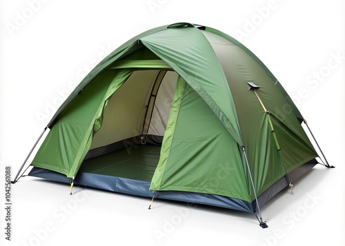 green tent isolated on white