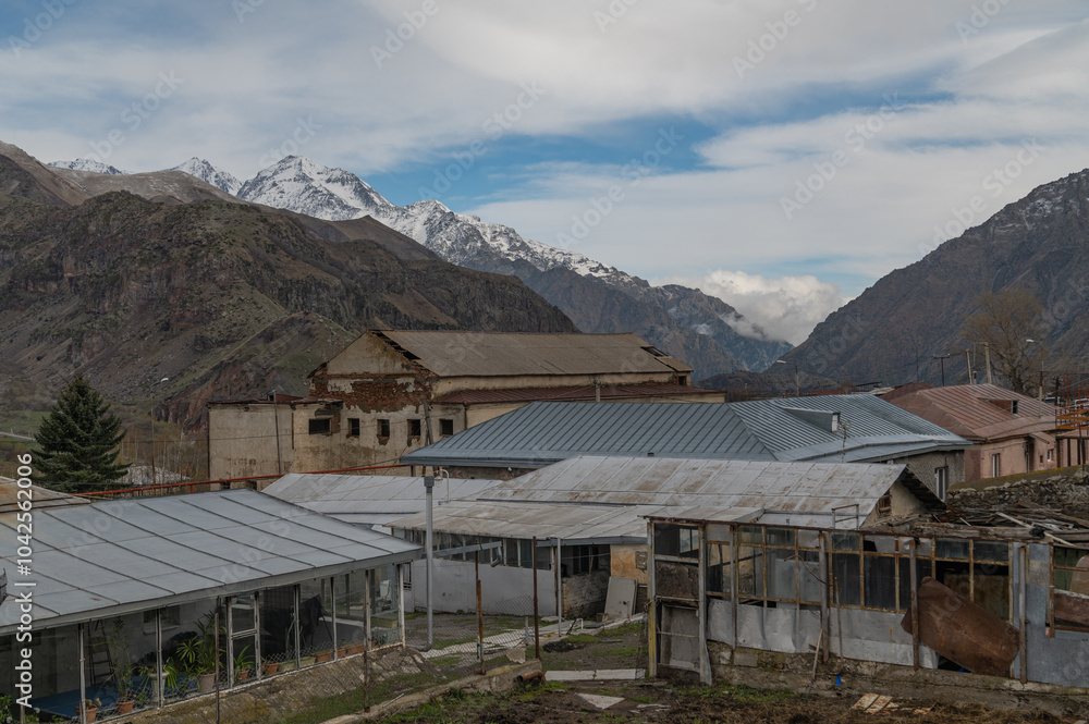 The Mountain along the way to Kazbergi. Beautiful view of the city of Mtskheta.
