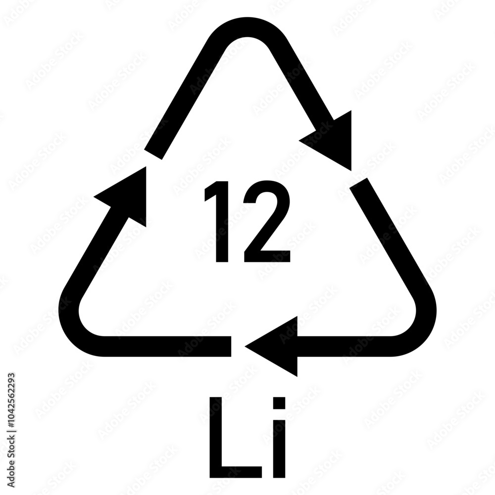 Illustration batteries recycling codes Li 12. Lithium battery Illustration batteries recycling codes Li 12. Lithium battery