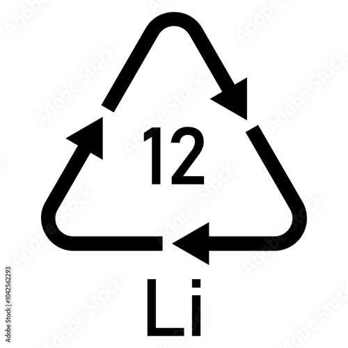 Illustration batteries recycling codes Li 12. Lithium battery