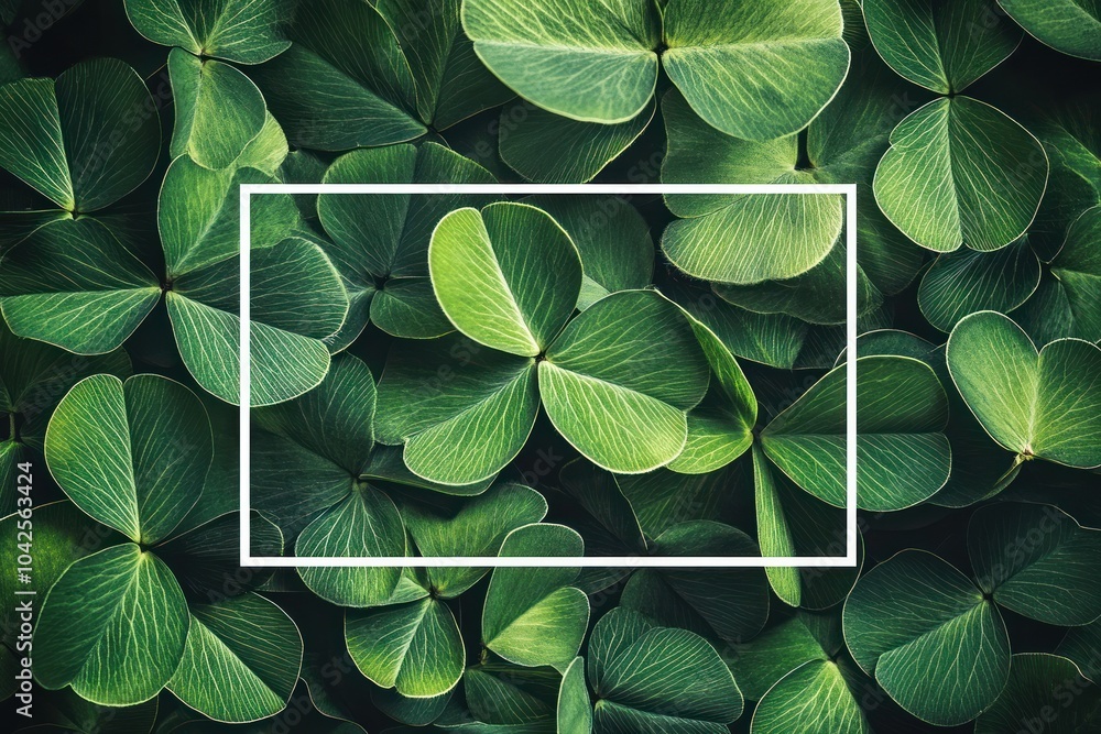 A dense arrangement of green leaves with a white rectangular frame for emphasis. A dense arrangement of green leaves with a white rectangular frame for emphasis.