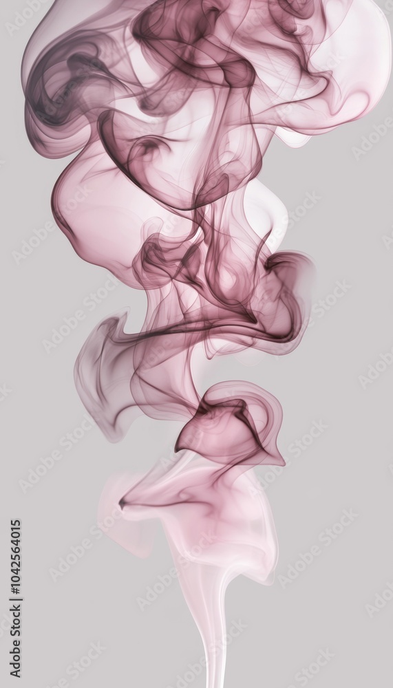 Fototapeta premium Abstract pink and white smoke swirls on a gray background.