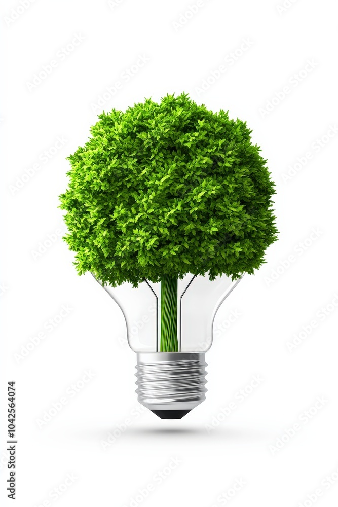 Light bulb shaped like a tree symbolizing eco-friendly energy solutions. Light bulb shaped like a tree symbolizing eco-friendly energy solutions.