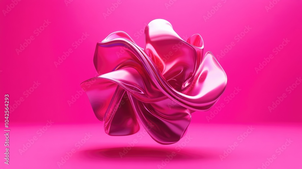 Abstract Pink Metallic Sculpture on Pink Background Abstract Pink Metallic Sculpture on Pink Background