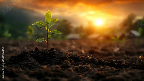 A young plant emerging from...