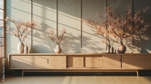 A corner of a Japanese style office room Zoom background backdrop wallpaper interior design