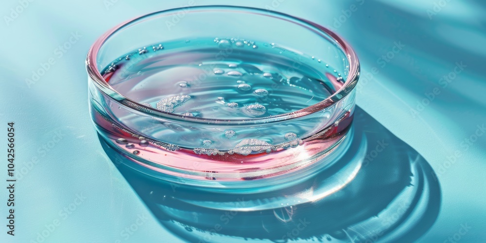 Petri Dish with Liquid and Bubbles Petri Dish with Liquid and Bubbles