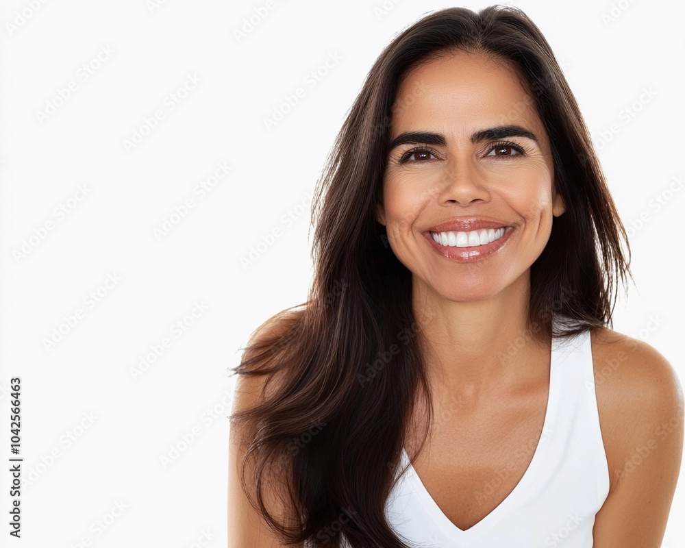 beautiful latina model woman in her 40s with long hair portrait for skincare hair care headshot beautiful latina model woman in her 40s with long hair portrait for skincare hair care headshot