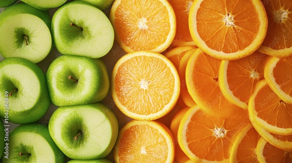 Colorful Sliced Fruits in Vibrant Arrangement Colorful Sliced Fruits in Vibrant Arrangement