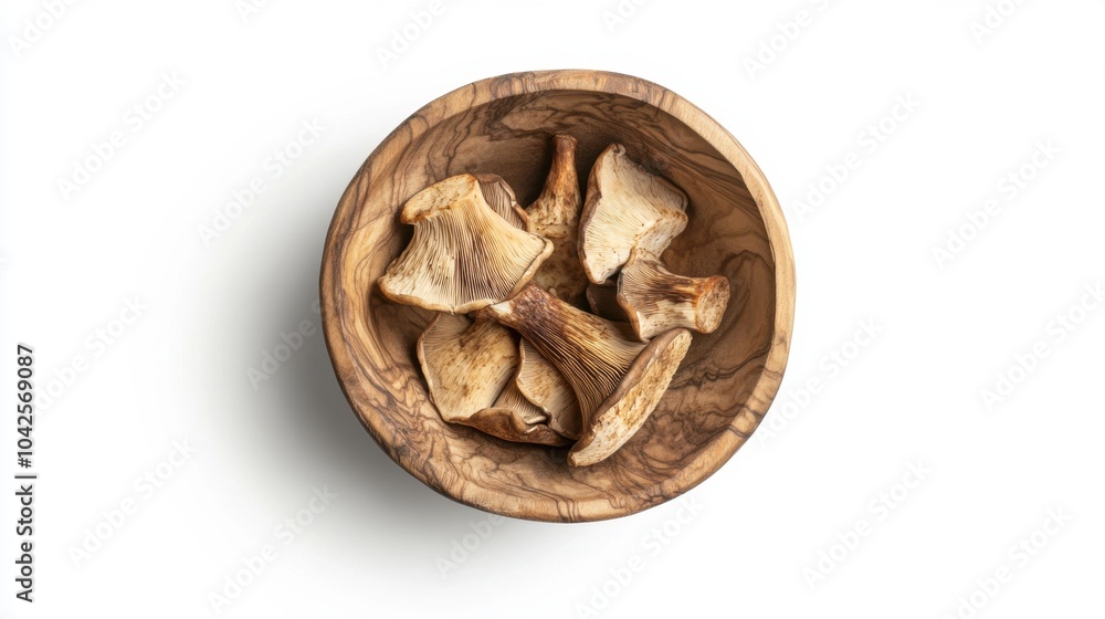 Freshly Harvested Porcini Mushrooms in Rustic Bowl Freshly Harvested Porcini Mushrooms in Rustic Bowl