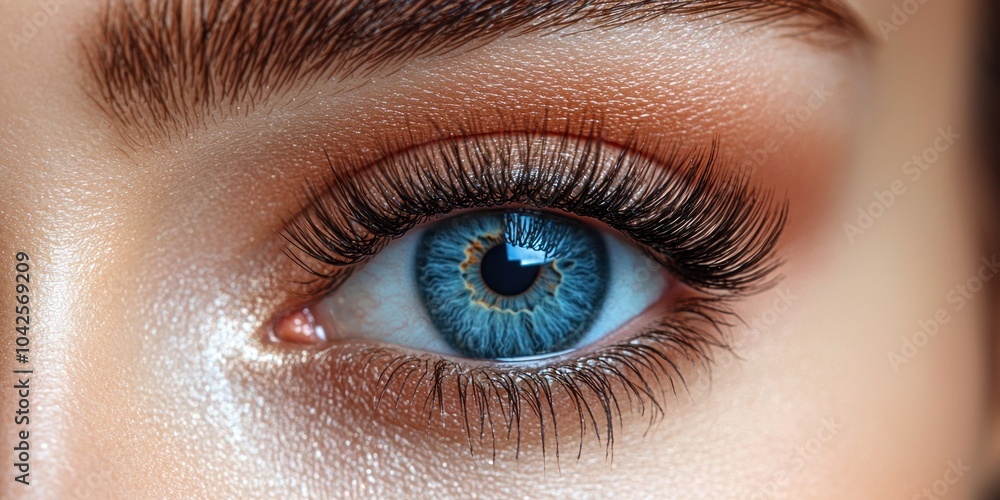 Fototapeta premium Close-up of a Blue Eye with Long Eyelashes