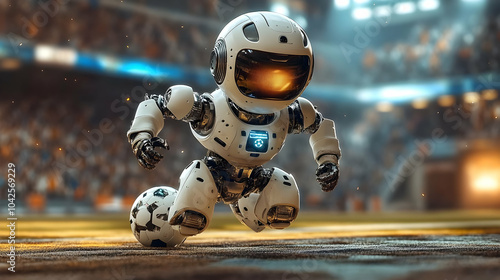 A small robot playing socce...