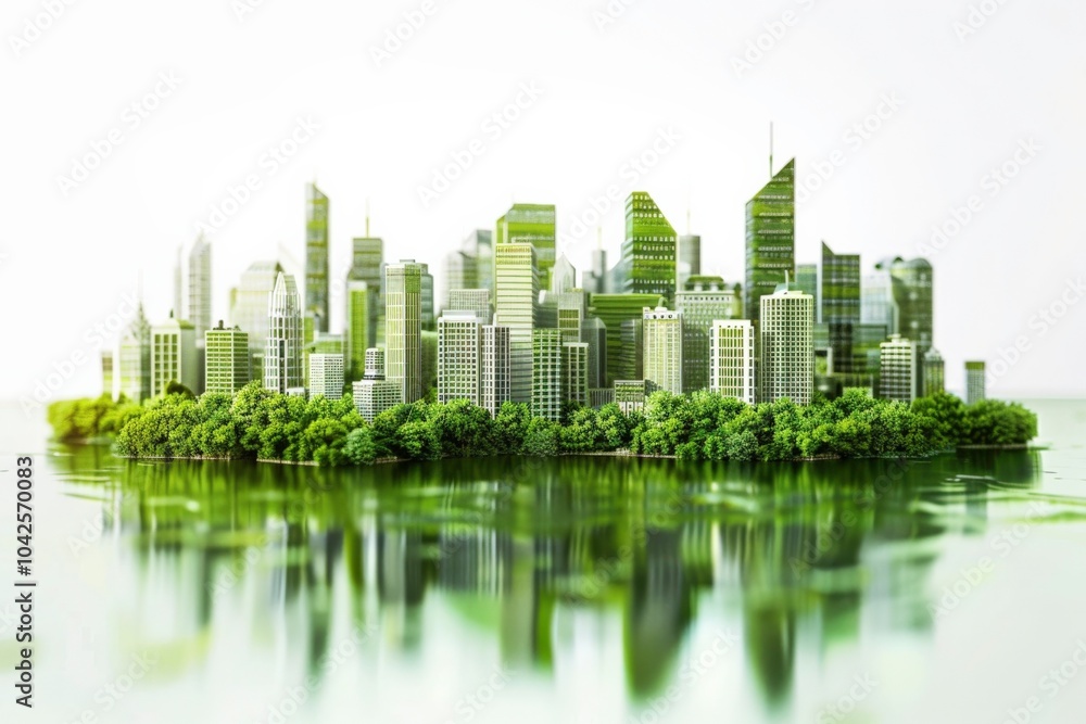 Urban jungle: a vibrant cityscape filled with numerous green buildings Urban jungle: a vibrant cityscape filled with numerous green buildings