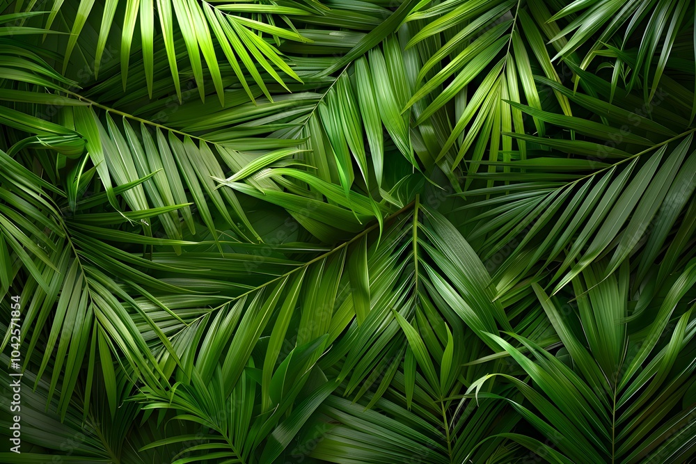 A close up of a bunch of palm leaves A close up of a bunch of palm leaves