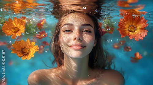 A serene underwater portrai...