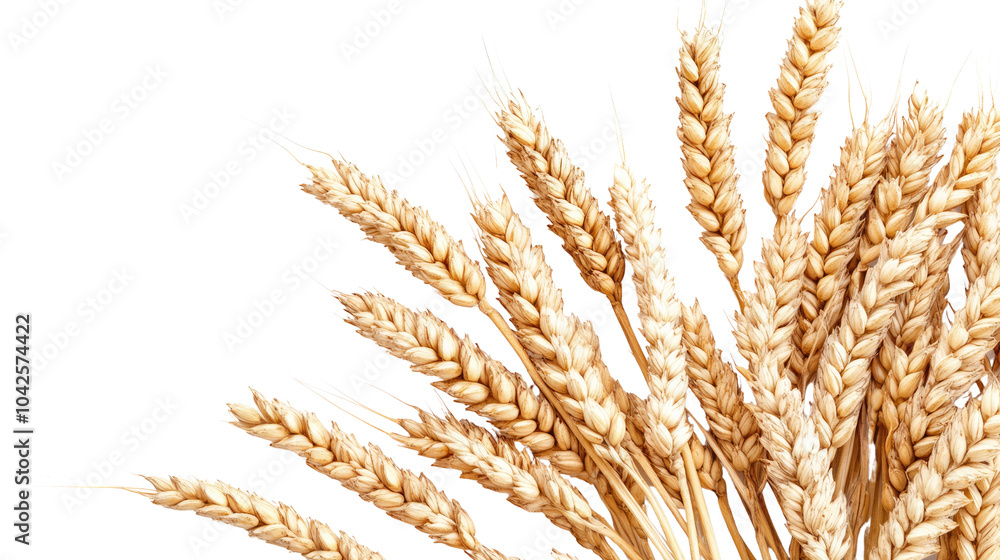 Golden wheat field with ripe ears of grain against a clear blue sky Golden wheat field with ripe ears of grain against a clear blue sky