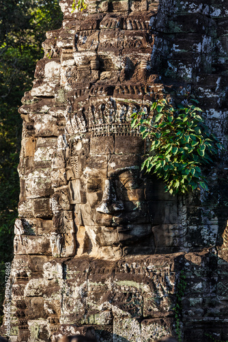 Ancient stone face of Bayon temple, Angkor, Cambodia