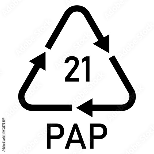 Illustration paper recycling codes PAP 21. Non-corrugated fiberboard (paperboard)