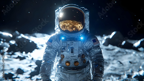 Astronaut on the moon, show...