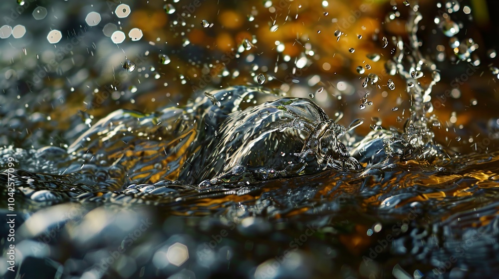 Water Droplets Splashing in a Stream - Nature Photography Water Droplets Splashing in a Stream - Nature Photography