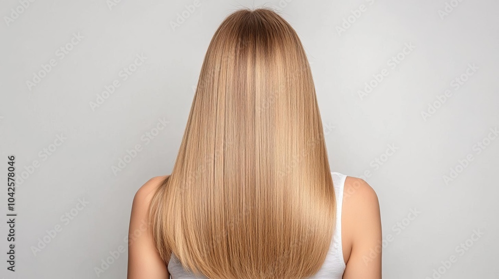 Obraz premium Young woman with damaged hair due to heat, before treatment image shows brittle strands, after image with smooth, straight hair, Heat-damaged hair, restoration process