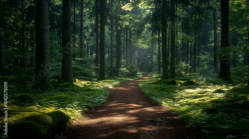 Serene forest path illumina...