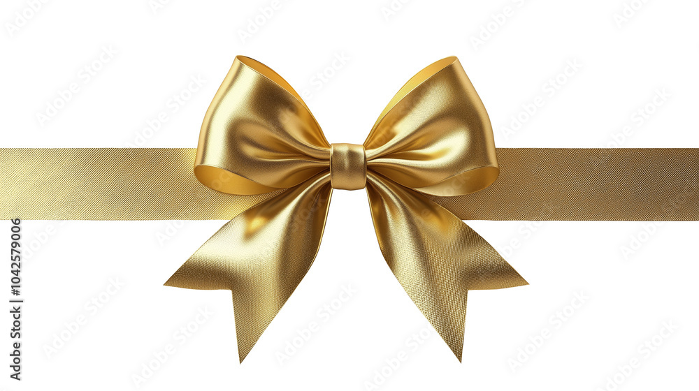 Fototapeta premium Golden present bow on transparent background