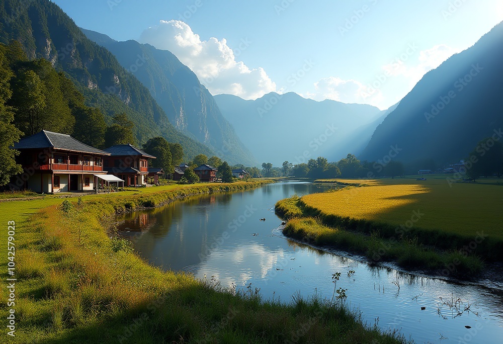 Fototapeta premium Unveiling the Magic of Shangri-La, Yunnan: An 8K High-Definition Photographic Exploration with a Leica Wide-Angle Lens to Inspire Your Wanderlust 
