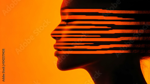 Profile silhouette with str...
