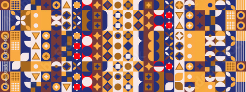 Colorful Geometric Pattern with Bold Shapes and Unique Design Elements