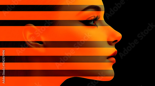 A stylized profile of a wom...