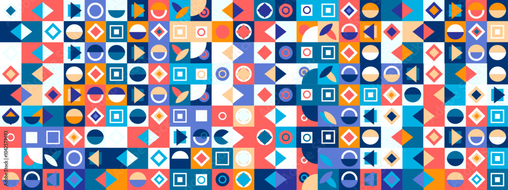 Blue decorative geometric mosaic background Blue decorative geometric mosaic background