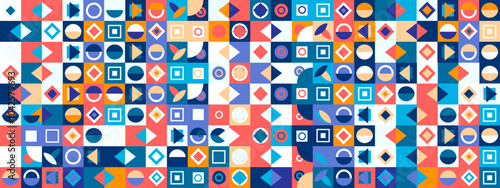 Blue decorative geometric mosaic background
