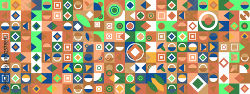 Vibrant Geometric Patterns in Green Colors