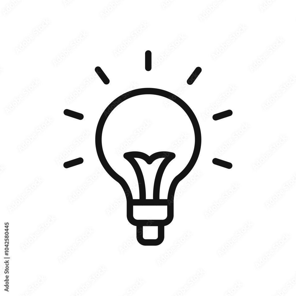 Bulb icon Flat art illustration in outline Bulb icon Flat art illustration in outline