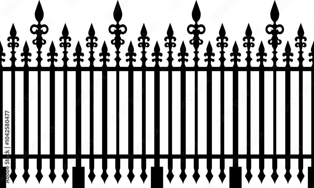Victorian iron fence silhouette Victorian iron fence silhouette