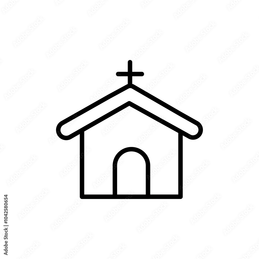Church icon Flat art illustration in outline Church icon Flat art illustration in outline