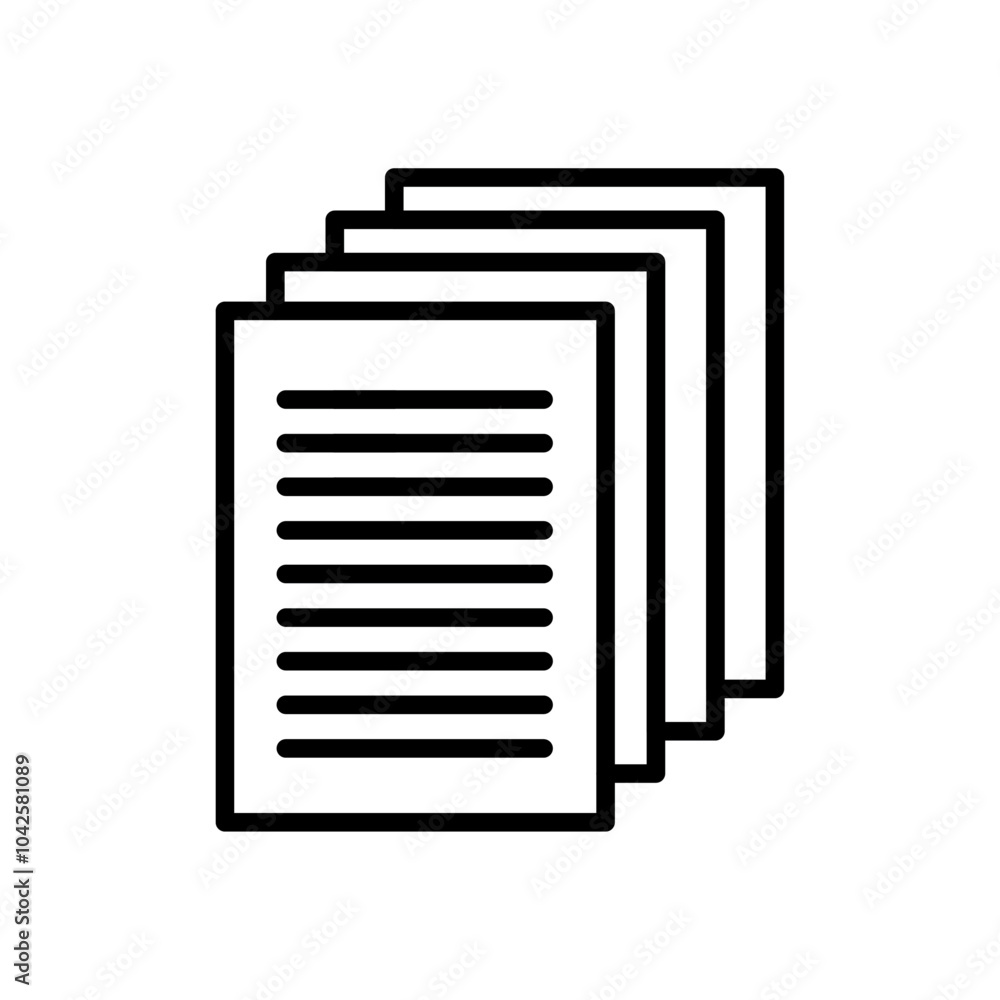 Documents icon Flat art illustration in outline Documents icon Flat art illustration in outline
