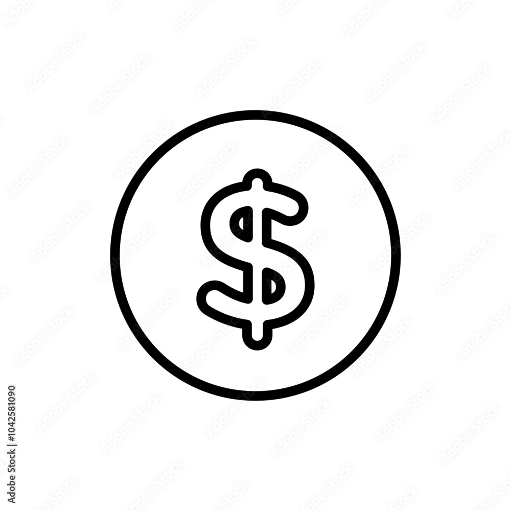 Obraz premium Dollar icon Flat art illustration in outline