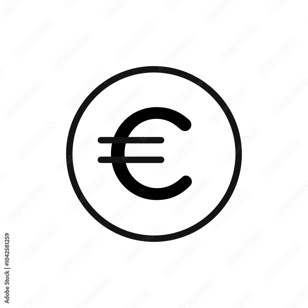 Euro Icon Flat art illustration in outline Euro Icon Flat art illustration in outline