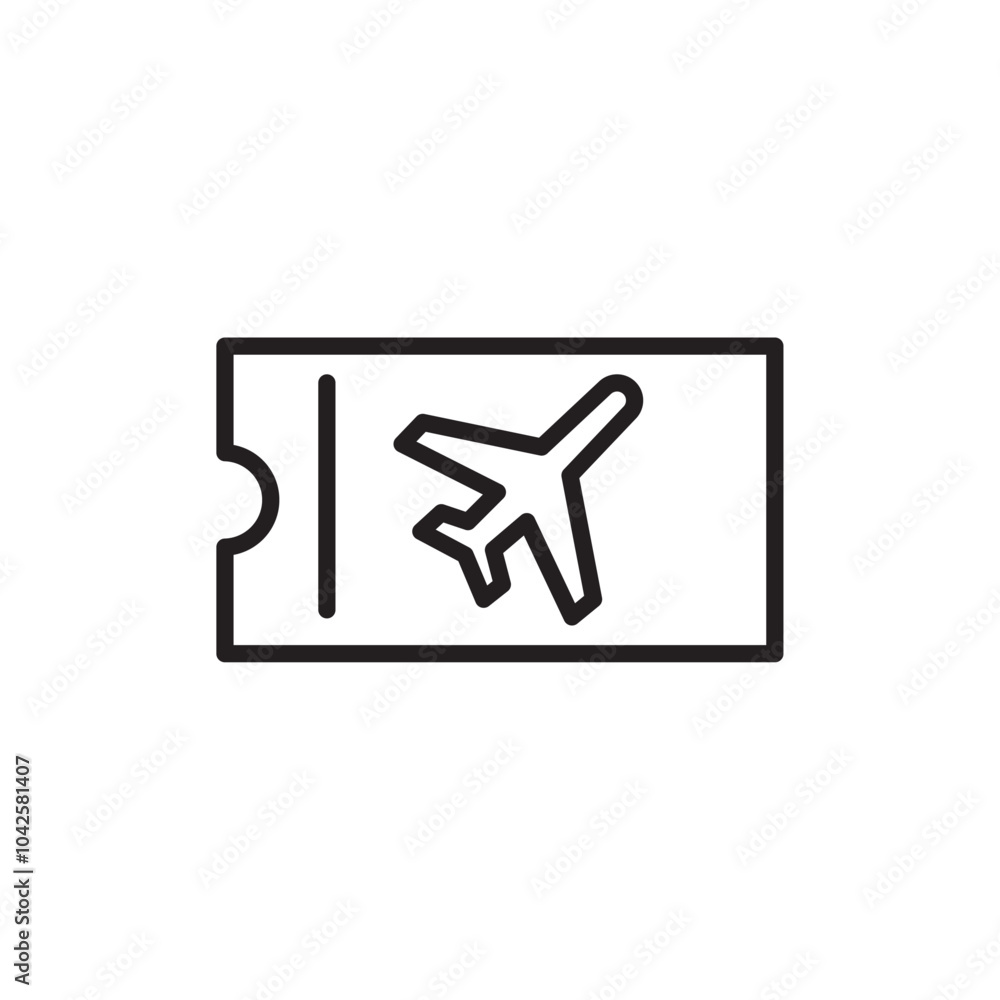 Flight tickets icon Flat art illustration in outline Flight tickets icon Flat art illustration in outline